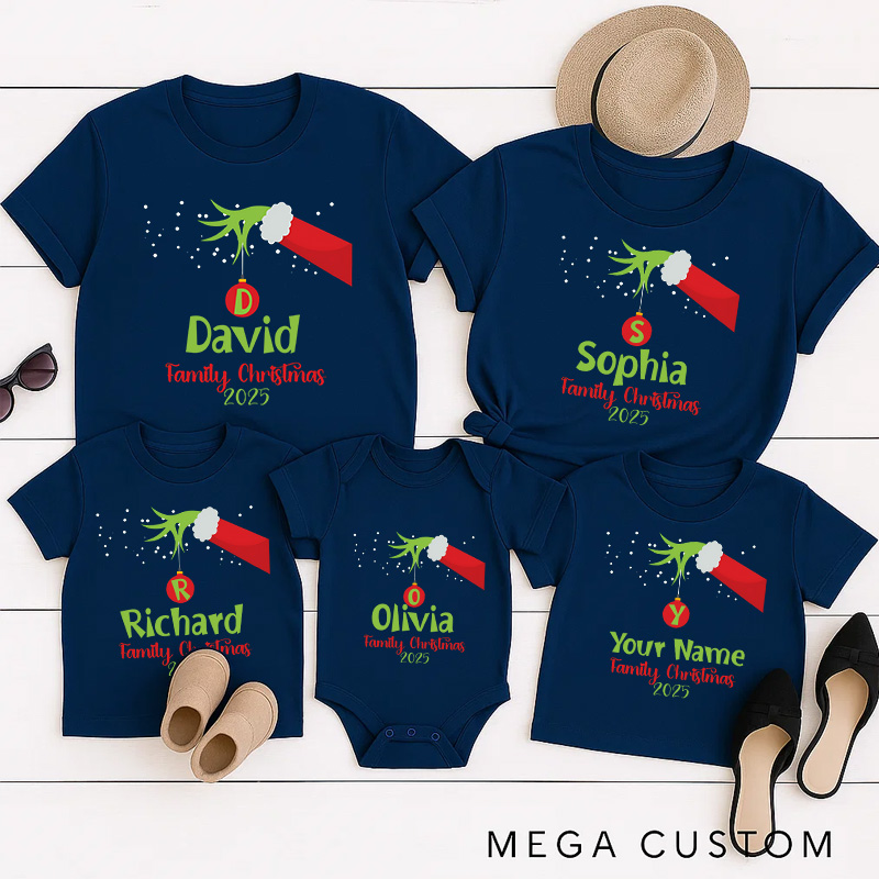Personalized Classic Christmas Movie Inspired Green Monster Christmas Family Matching Shirts Group Shirts Movie Holiday Shirt