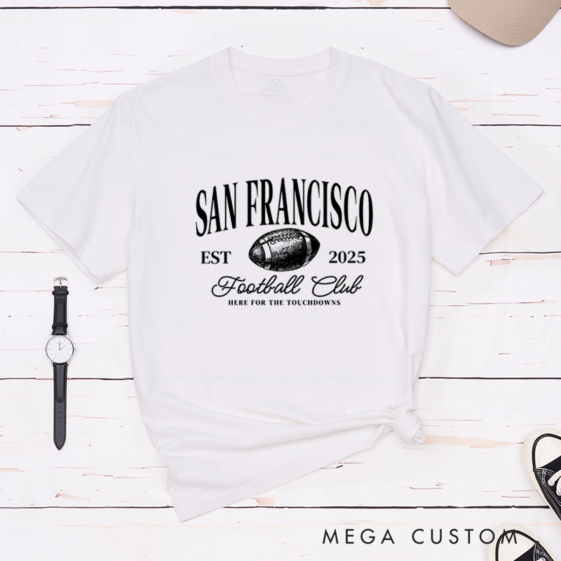 Personalized American Football T-Shirts with Custom City Name and Years