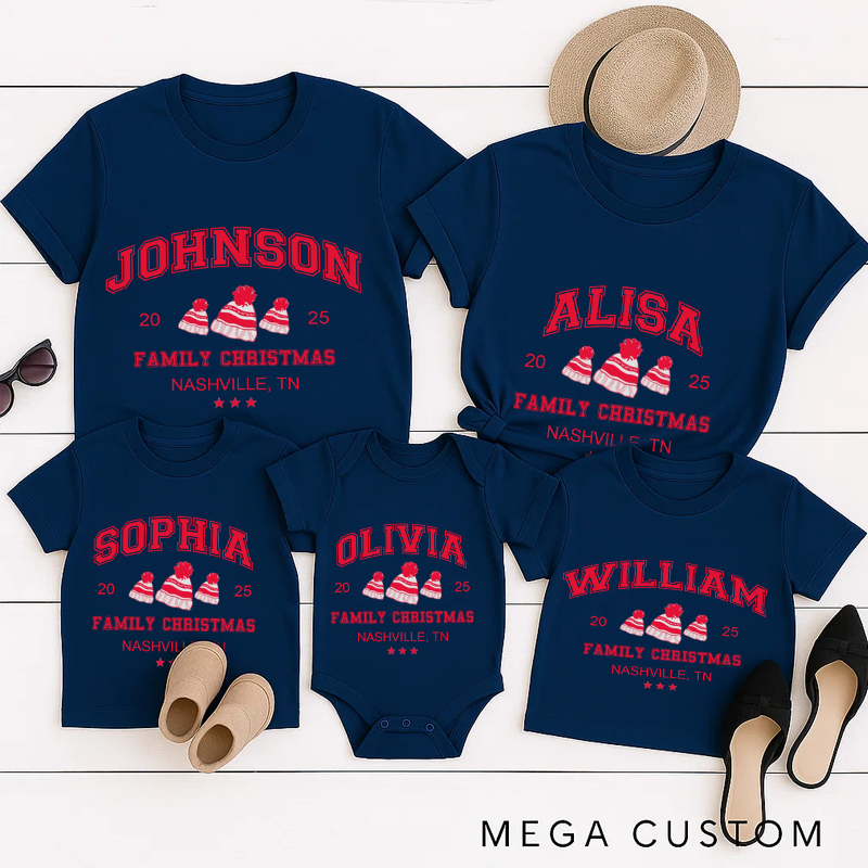 Personalized Family Matching Christmas Shirt Comfort Colors Matching Family Christmas Tshirt Personalized Name Vintage Santa Varsity Shirt