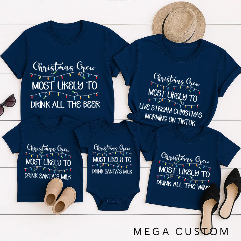 Personalized Family Matching Crew Most Likely to Christmas Shirts Custom Family Christmas Tee and Gift