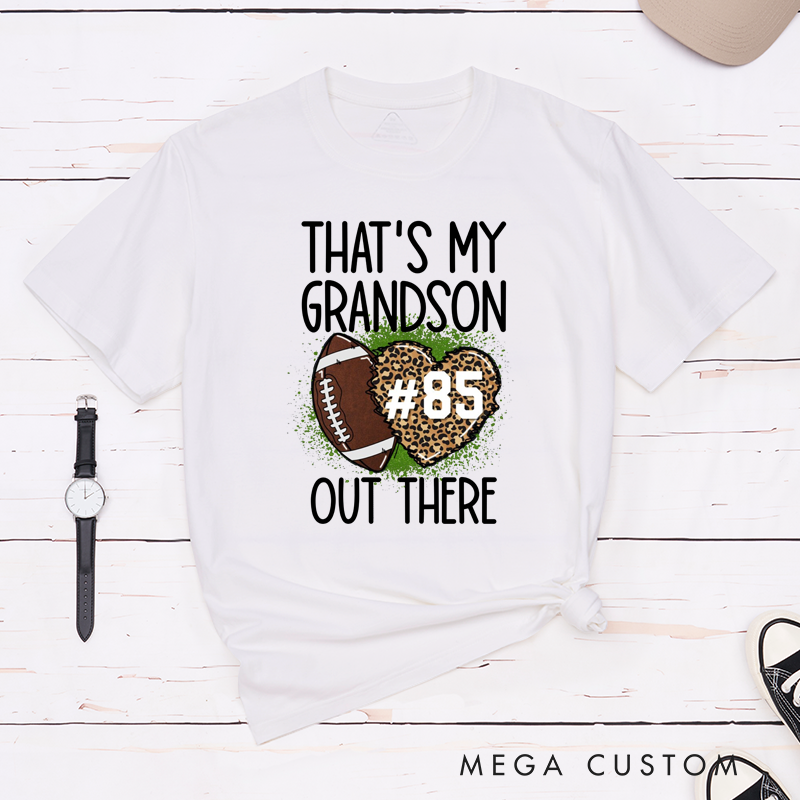 Personalized Leopard Print American Football and Rugby T-Shirts for Grandma T-Shirts with Custom Number