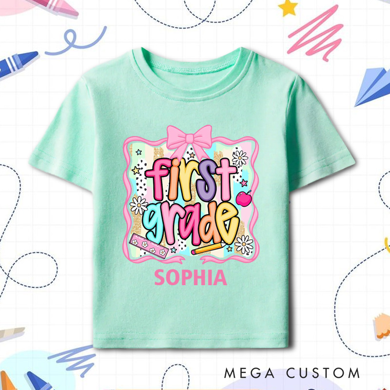 Personalized Preppy Back to School Kids Shirt Custom Name Shirt for Kids Cute Kindergarten Shirt First Day of School Shirt