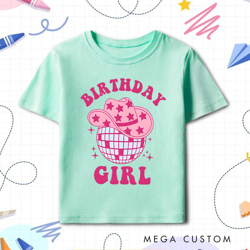 Personalized Birthday Girl Kids T-Shirt with Cute Birthday Year Number and Name Design for a Special Birthday Outfit