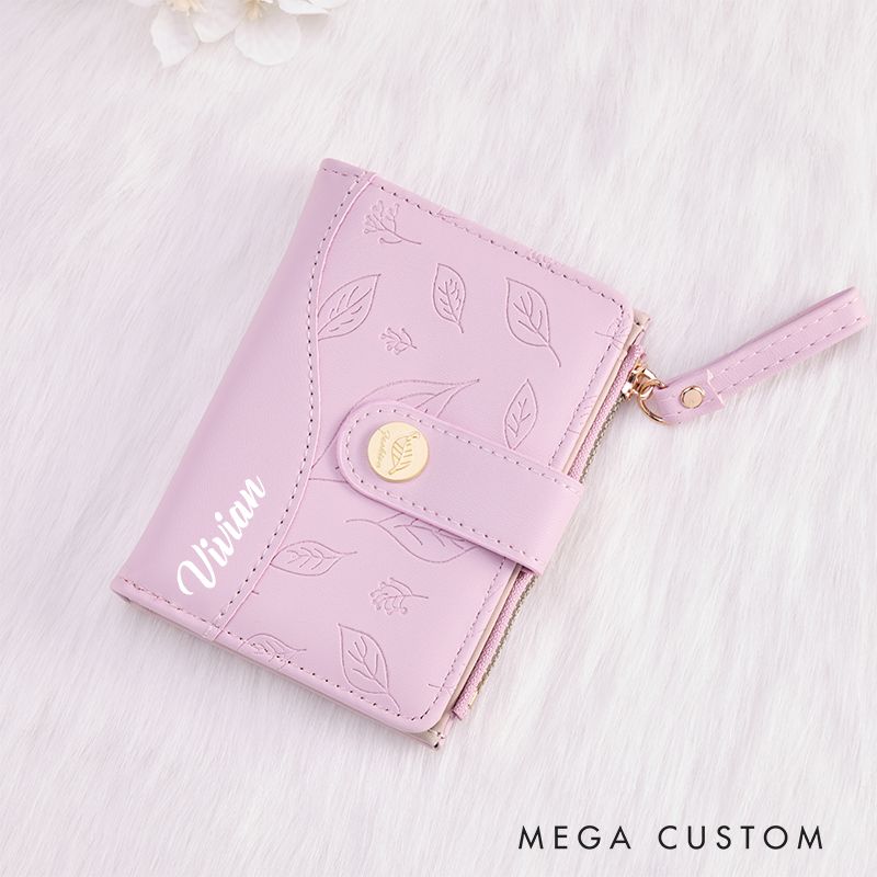 [Copy]Personalized Leather Wallet for Girl Birth Flower Wallet for Her Credit Card wallet Leather Wallet With Zipper Purse Wallet Cute wallet Unique Gift for Her Birthday Gifts