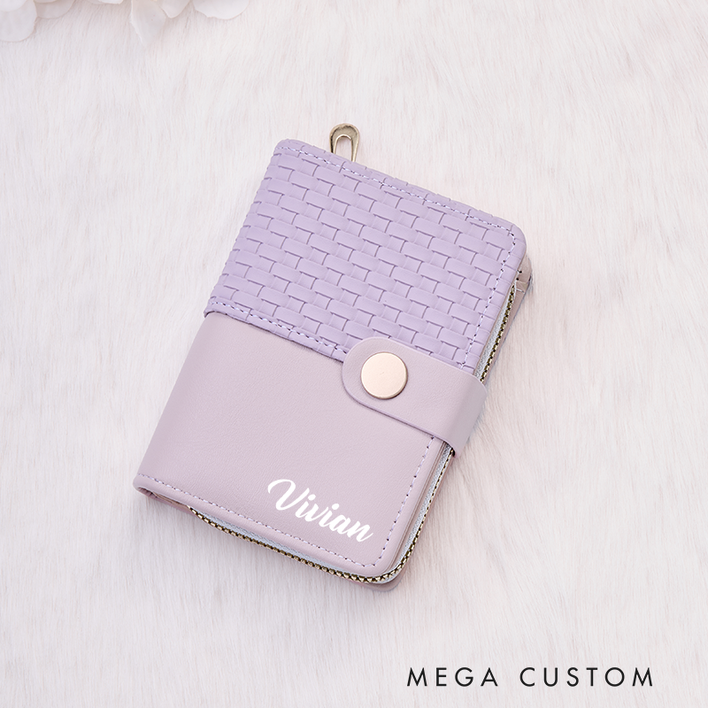 Personalized Leather Wallet for Her Custom Leather Wallet with Name Leather Wallet With Zipper Name Purse Wallet Unique Gift for Her Birthday Gifts