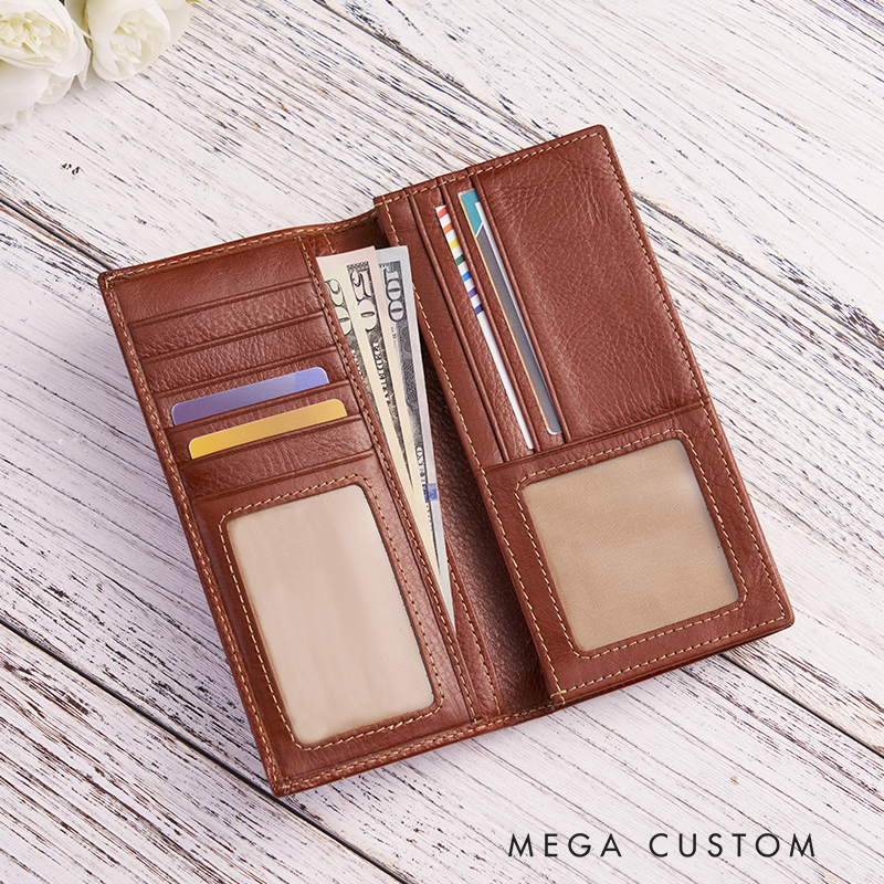 [Copy]Personalized Women Leather Wallet Birth Flower Women Wallet Engraved Leather Wallet Leather Purse Birth Flower Monogram Wallet Women's Purse Gift For Her Gift For Mother Birthday Gift