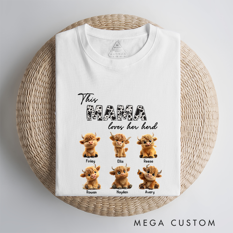 Personalized this Grandma Loves Her Herd Classic T-Shirt Highland Cattle Shirt