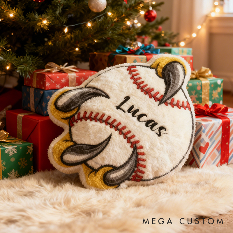 Personalized Baseball Pillow with Fierce Claw Design and Custom Name for Sports Lovers and Kids
