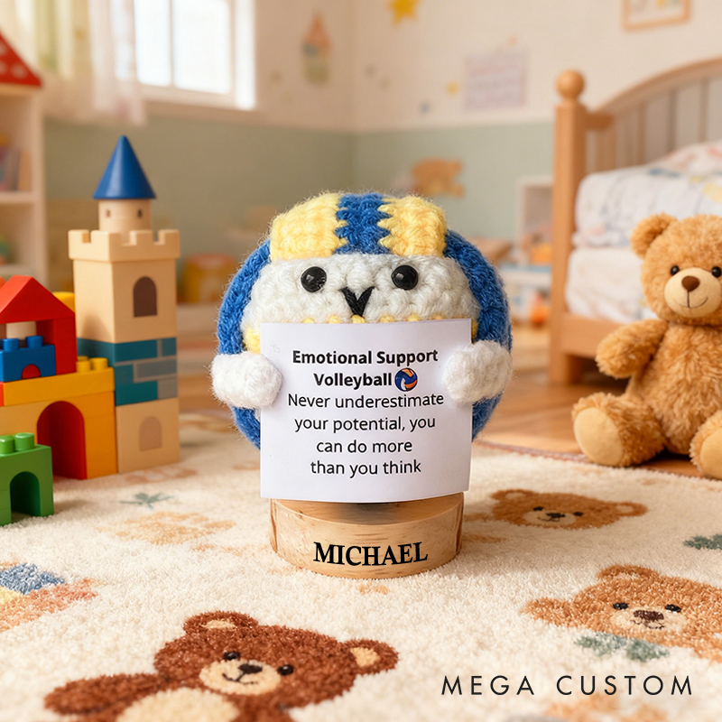 Personalized Crochet Volleyball Plush with Motivational Message and Name Cheer Up Gift For Volleyball Team Player