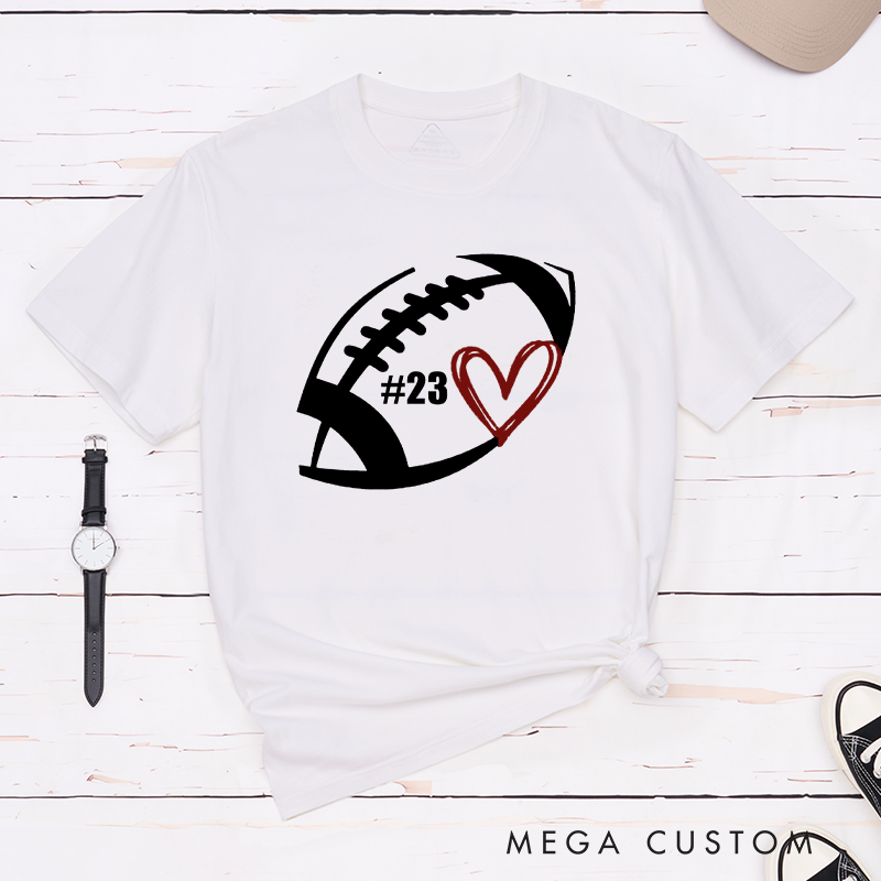 Personalized American Football and Rugby T-Shirts Featuring Custom Number on the Front
