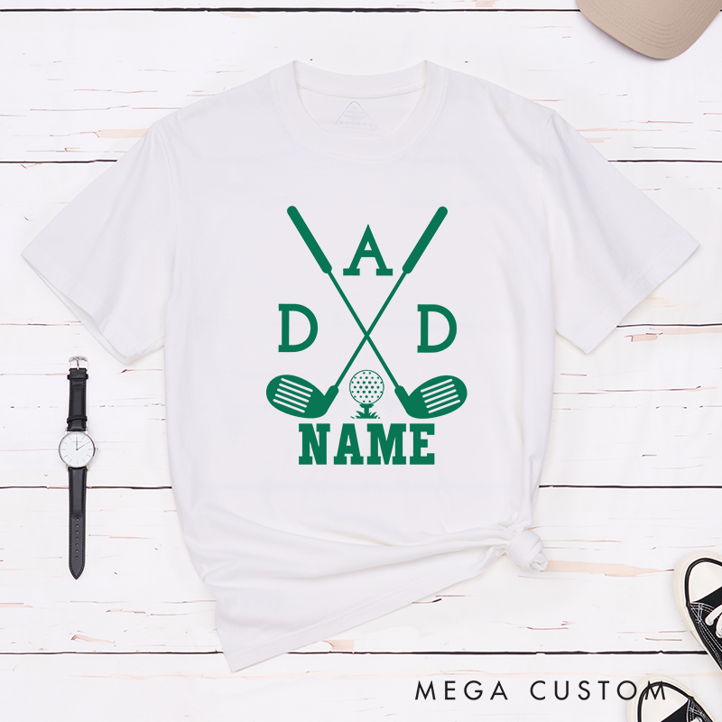 Personalized Dad Golf T-Shirt with Custom Name, Unique Gift for Golf Lovers, Custom Golf Shirt for Fathers