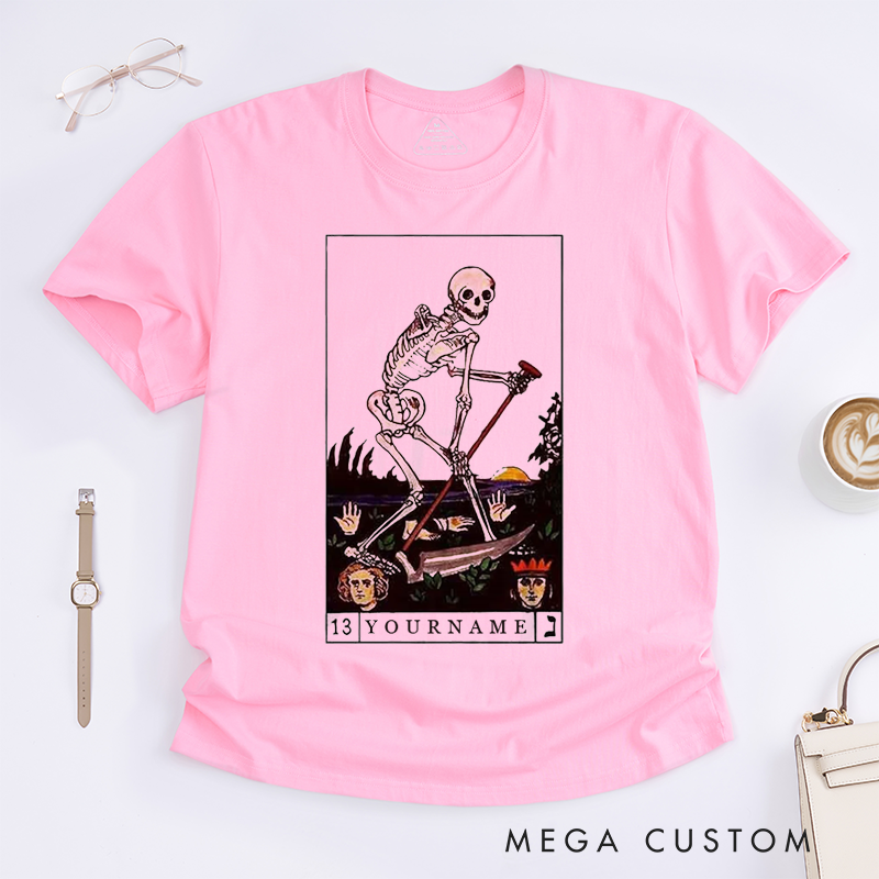 Personalized Tarot Lovers Classic T-Shirts Death Skeleton Tarot Card T shirt Aesthetic  Gothic vintage t shirt 90s T-shirts Death of Emotion