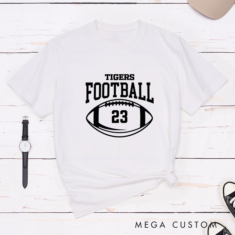 Personalized American Football and Rugby T-Shirt with Custom Team Name and Number