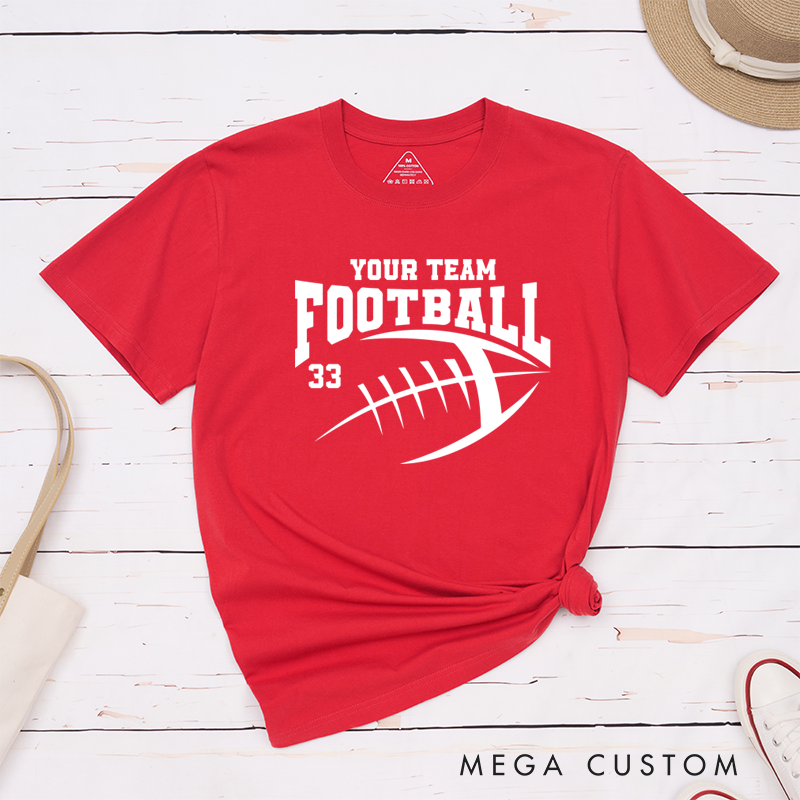 Personalized American Football T-Shirts with Custom Mascot Team Name and Number