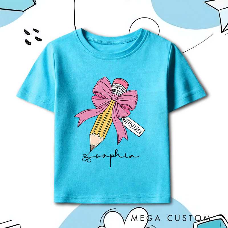 Personalized Girls Back to School Kids T-Shirt First Day of School Tee