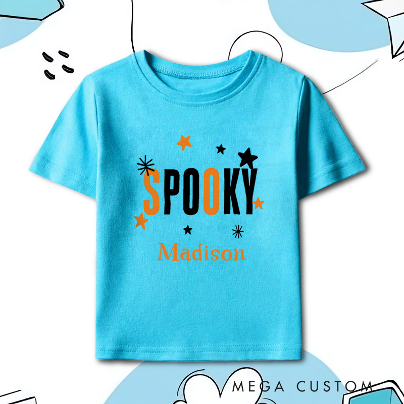 Personalized Spooky Halloween Shirt for Kids Great for Adding a Stylish and Festive Touch to Outfits During Halloween Kids T-Shirt