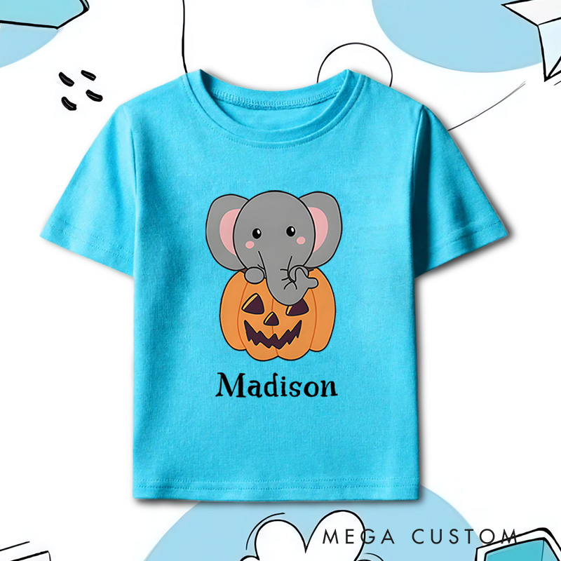Personalized Adorable Halloween Elephant Shirt for Kids Perfect for Fun and Festive Celebrations During Halloween Kids T-Shirt