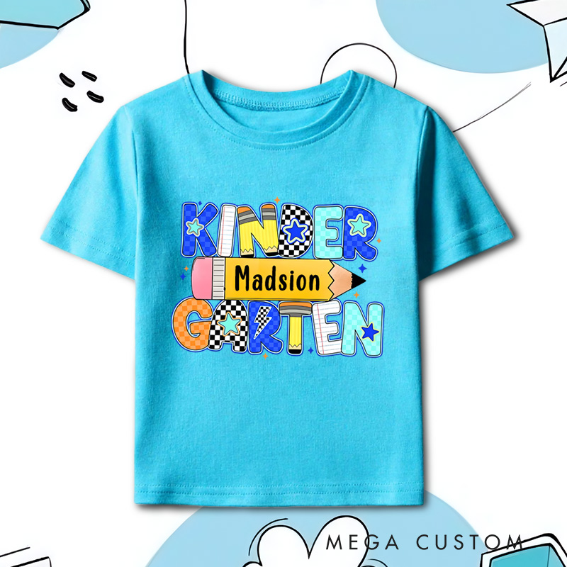 Personalized Retro Back to School T-Shirt Kindergarten First Grade Toddler First Day of School Youth Shirt