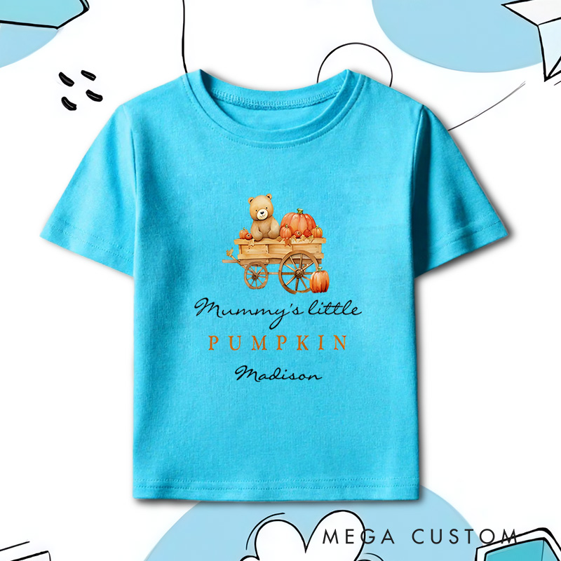 Personalized Mommy’s Little Pumpkin Halloween Shirt for Kids Perfect for Celebrating Festive Family Moments and Fun Kids T-Shirt