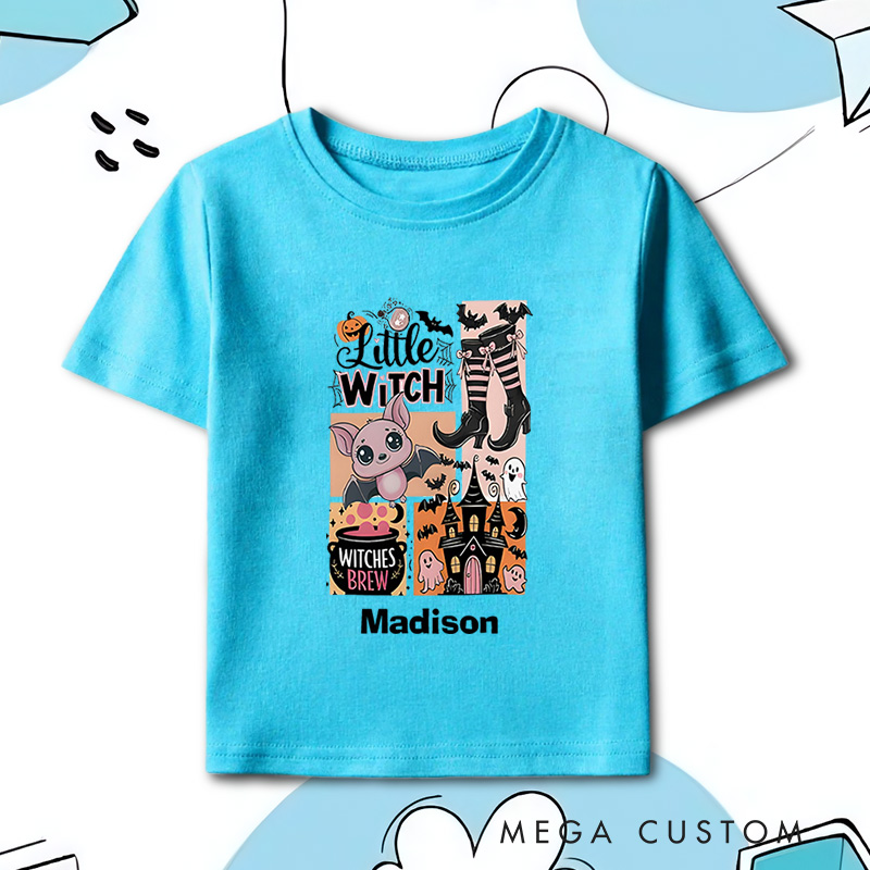 Personalized Little Witch Halloween Shirt for Kids Perfect for Embracing the Spooky Spirit and Halloween Fun Kids T-Shirt
