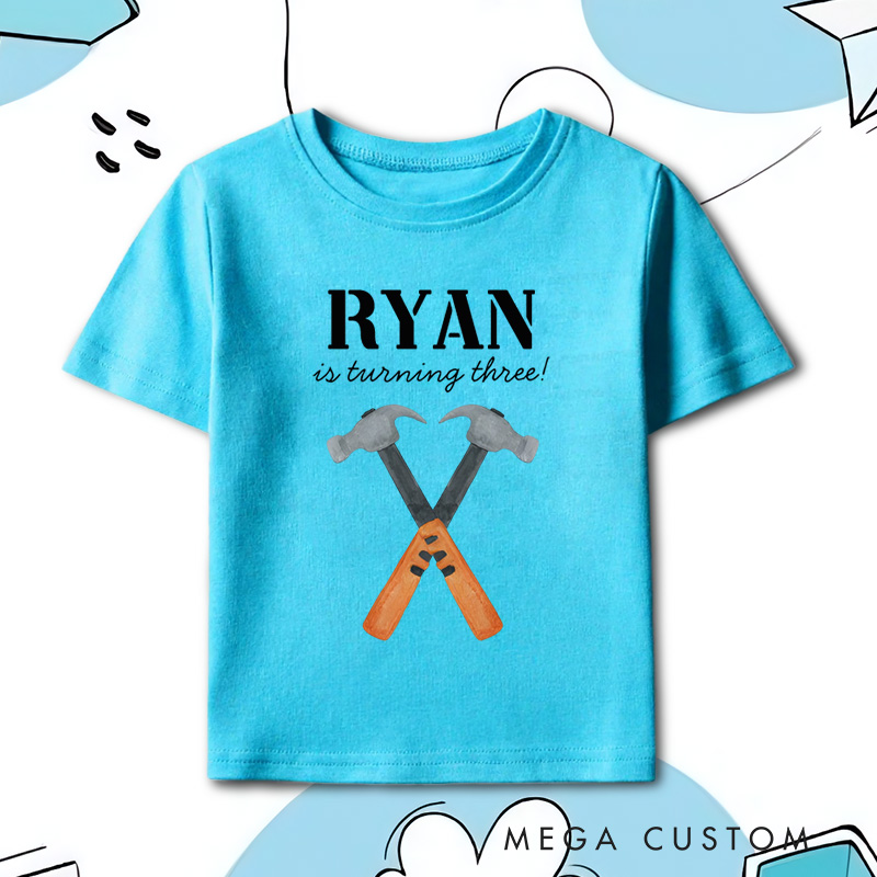 Personalized Boys Construction Builder Birthday Boy T-Shirt