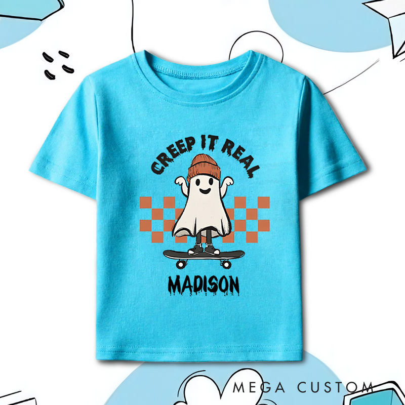 Personalized Creep It Real Halloween Shirt for Kids Perfect for Adding Fun and Festive Vibes During Halloween Kids T-Shirt