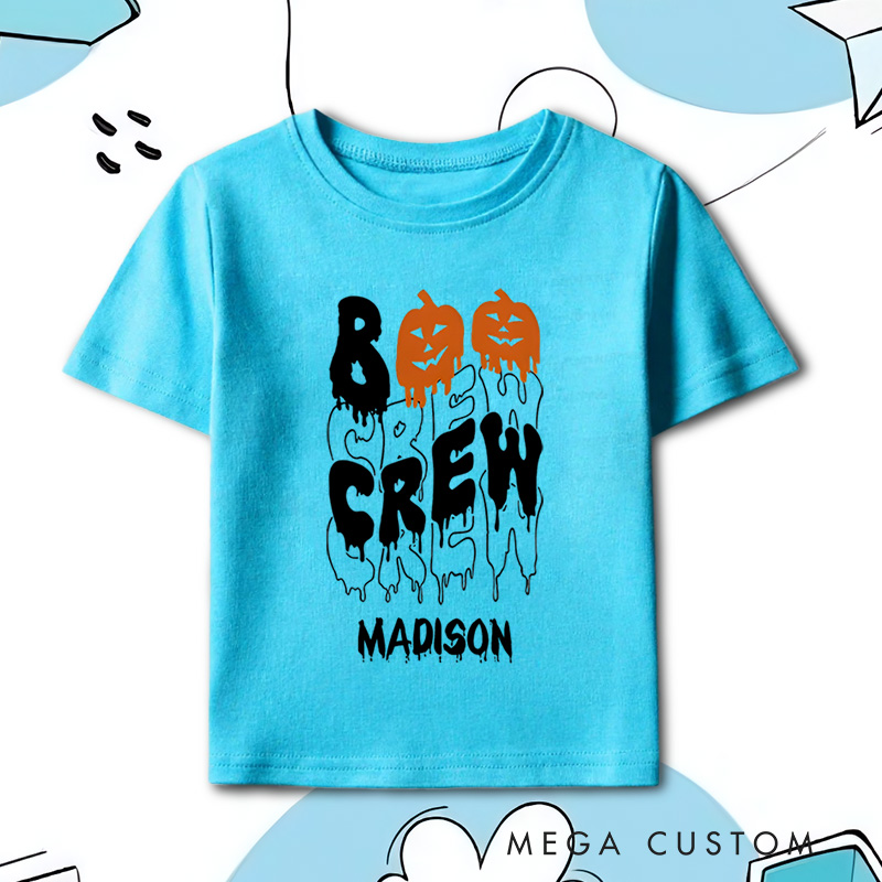 Personalized Boo Crew Halloween Shirt for Kids Perfect for Group Celebrations and Fun During the Halloween Season Kids T-Shirt