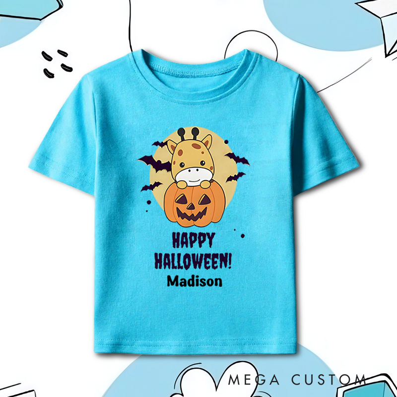 Personalized Happy Halloween Shirt for Kids Perfect for Adding Cheerful and Festive Vibes to Halloween Celebrations Kids T-Shirt