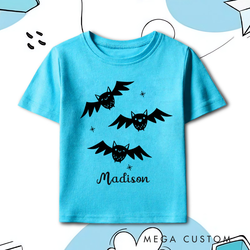Personalized Bat Halloween Shirt for Kids Perfect for Adding a Playful and Spooky Vibe to Halloween Celebrations Kids T-Shirt
