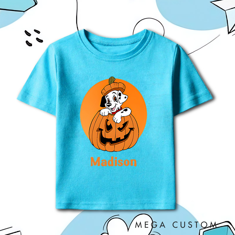 Personalized Ghost in a Pumpkin Halloween Shirt for Kids Perfect for Fun and Playful Celebrations During Halloween Kids T-Shirt