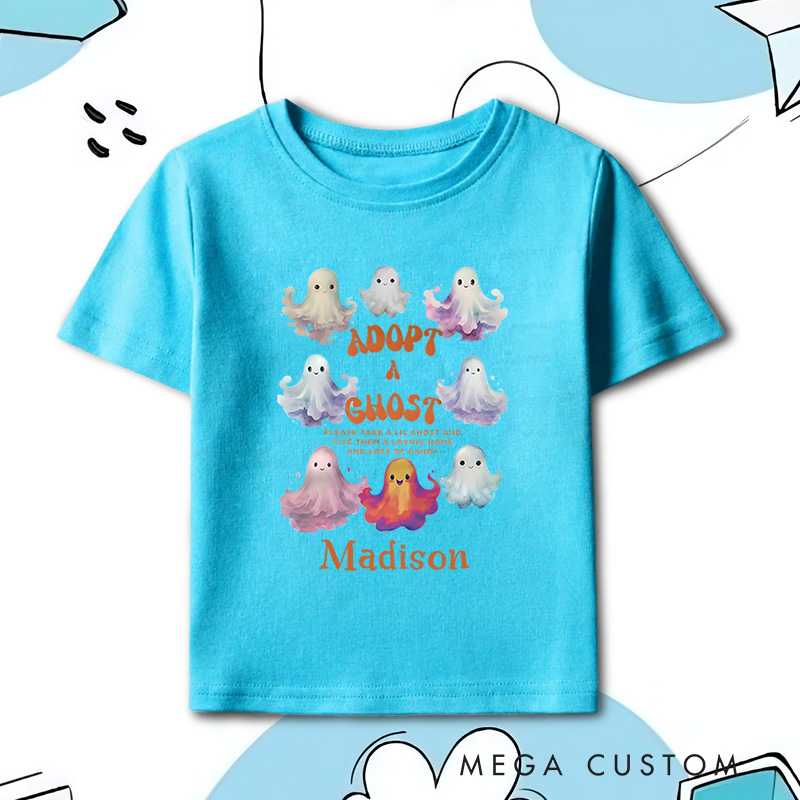 Personalized Adopt a Ghost Halloween Shirt for Kids Perfect for Adding a Cute and Playful Vibe to Festive Celebrations Kids T-Shirt