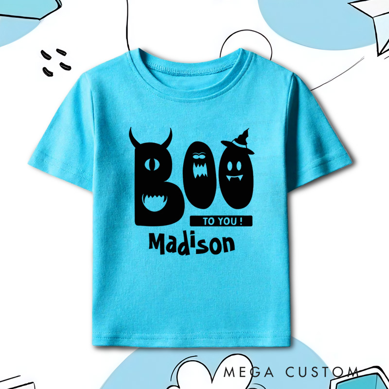 Personalized Boo to You Halloween Shirt for Kids Perfect for Adding a Cute and Spooky Vibe to Festive Outfits Kids T-Shirt