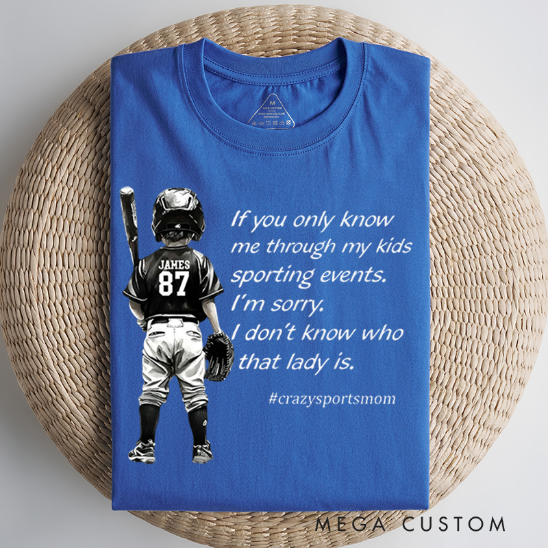 Personalized "Crazy Sports Mom" T-Shirt with Custom Name and Player Number 