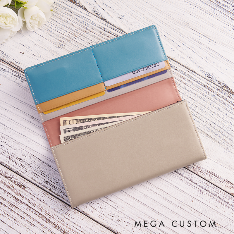 Personalized Leather Wallet for Women Birth Flower Leather Wallet Engraved Women Slim Wallet Clutch Purse Leather Wallet With Zipper Leather Wallet Leather Gift for Her Unique Gift for Her Birthday Gifts