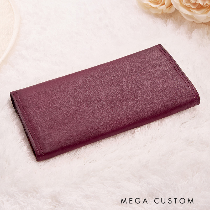 Personalized Leather Wallet for Women Engraved Leather Wallet with Name Women Slim Wallet Clutch Purse Unique Gift for Her Birthday Gifts