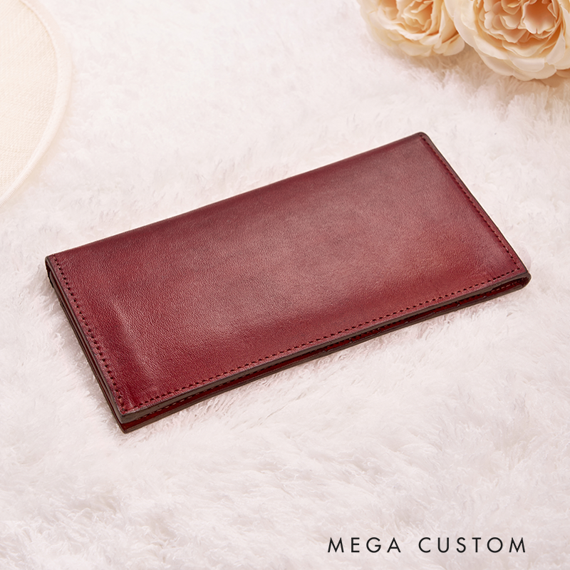 Personalized Leather Wallet for Women Birth Flower Women Wallet Engraved Leather Wallet Leather Purse Birth Flower Monogram Wallet Women's Purse Gift For Her Gift For Mother Birthday Gift