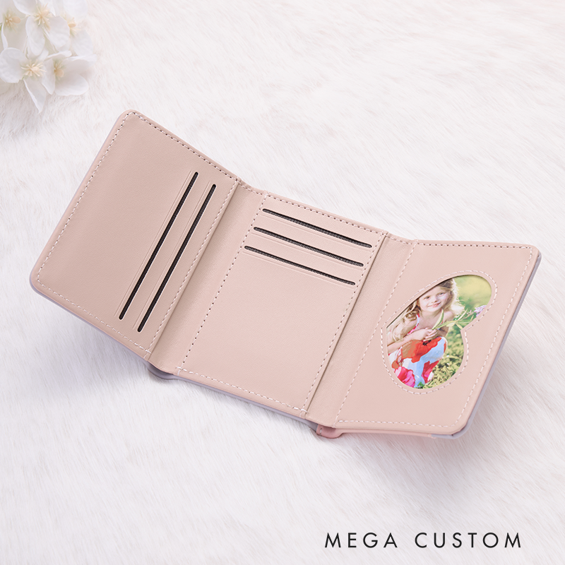 Personalized Leather Wallet for Girl Birth Flower Wallet for Her Trifold Wallet Zipper Wallet Purse Wallet Cute wallet Unique Gift for Her Birthday Gifts