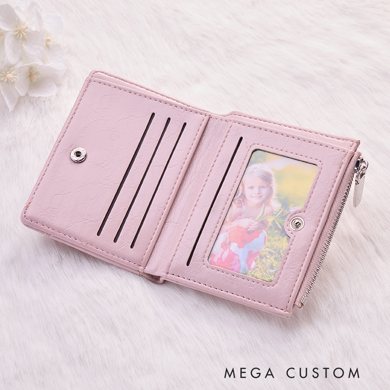 Personalized Leather Wallet for Girl Birth Flower Wallet for Her Zipper Wallet Purse Wallet Cute wallet Women's Purse Unique Gift for Her Birthday Gifts