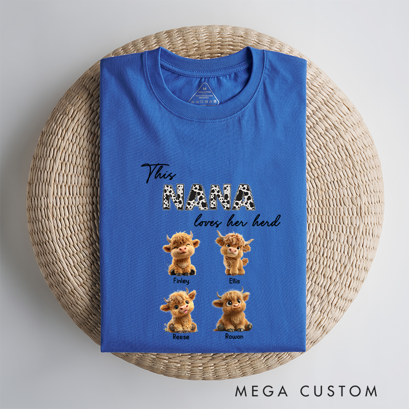 Personalized this Grandma Loves Her Herd Classic T-Shirt Highland Cattle Shirt