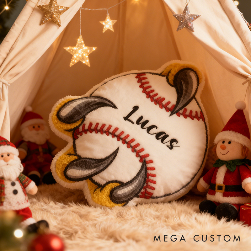 Personalized Baseball Pillow with Fierce Claw Design and Custom Name for Sports Lovers and Kids