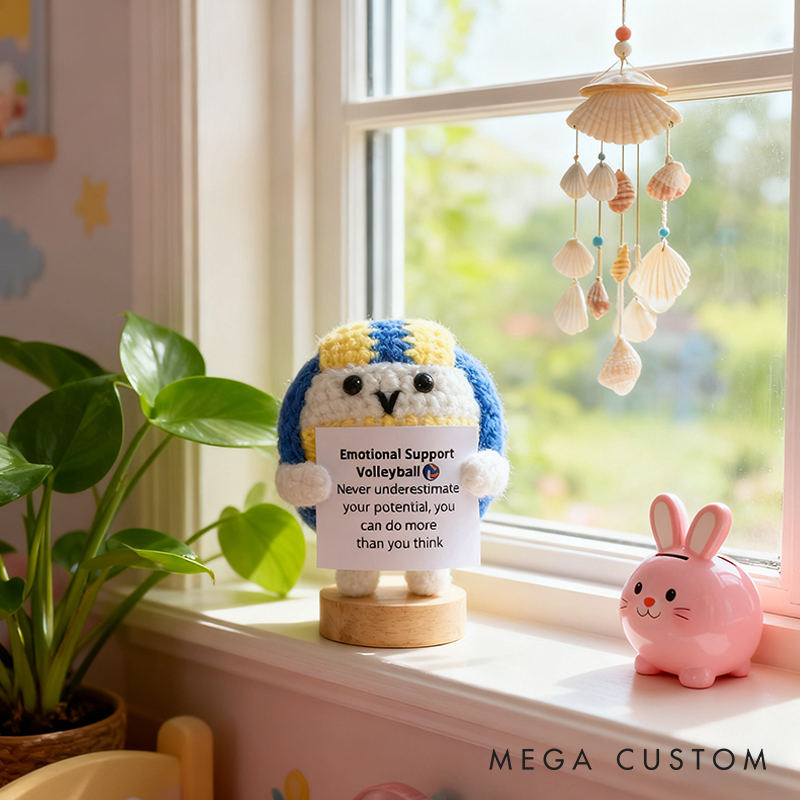 Personalized Crochet Volleyball Plush with Motivational Message and Name Cheer Up Gift For Volleyball Team Player