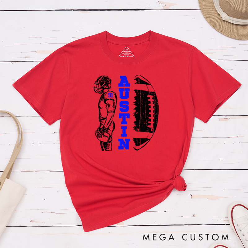 Personalized American Football T-Shirts Customized with Your Name and Number