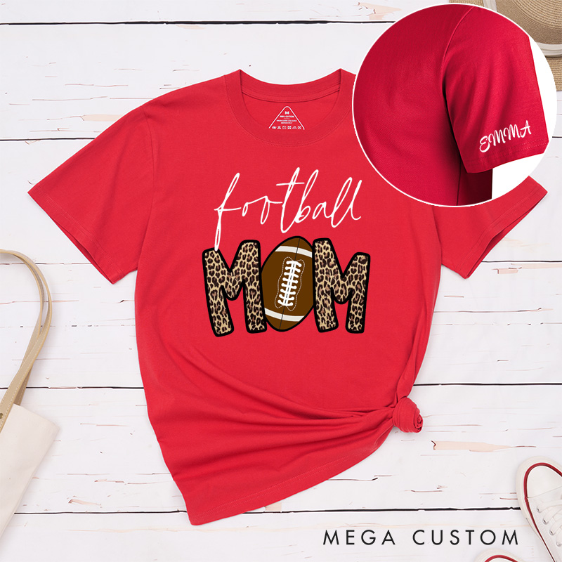 Personalized American Football Mom T-Shirts with Custom Name for Mother's Day
