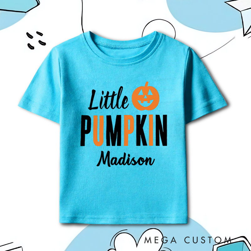 Personalized Little Pumpkin Halloween Shirt for Kids Perfect for Fun Festive Celebrations and Trick or Treating Kids T-Shirt