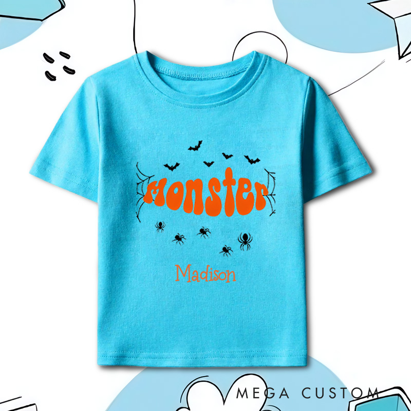 Personalized Monster Halloween Shirt for Kids Perfect for Fun and Spooky Outfits During Halloween Celebrations Kids T-Shirt