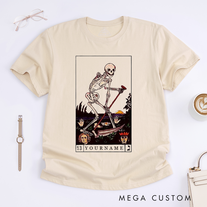 Personalized Tarot Lovers Classic T-Shirts Death Skeleton Tarot Card T shirt Aesthetic  Gothic vintage t shirt 90s T-shirts Death of Emotion