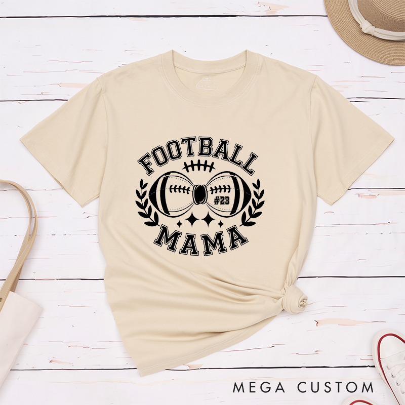 Personalized American Football Mom T-Shirts Featuring Custom Number for Game Day Pride
