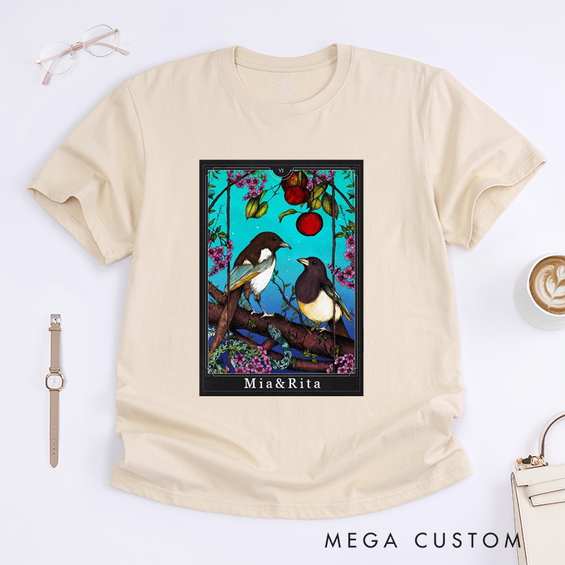 Personalized Tarot Lovers Classic T-Shirts The Lovers Giclée Print Tarot Card  Occult Art  Magpie Illustration Gothic Art Gift Clothing