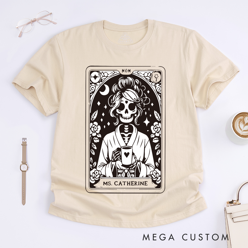 Personalized Tarot Lovers Classic T-Shirts The Mom Skeleton Tarot Card T-shirt Witchy Vibes Mother's Day Gift Shirt Vintage Style