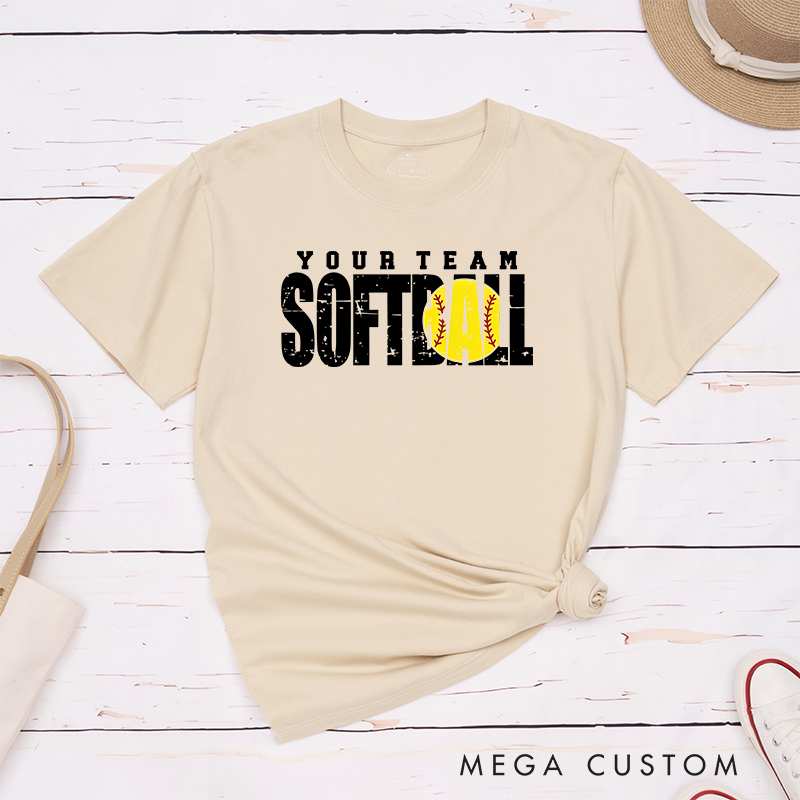 Personalized Softball T-Shirt Design Featuring Custom Team Name Bold Distressed Typography Vibrant Softball Graphic and Dynamic Layout